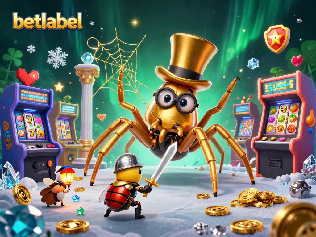Engage with betlabel's vibrant casino environment, featuring a towering spider and brave knight.
