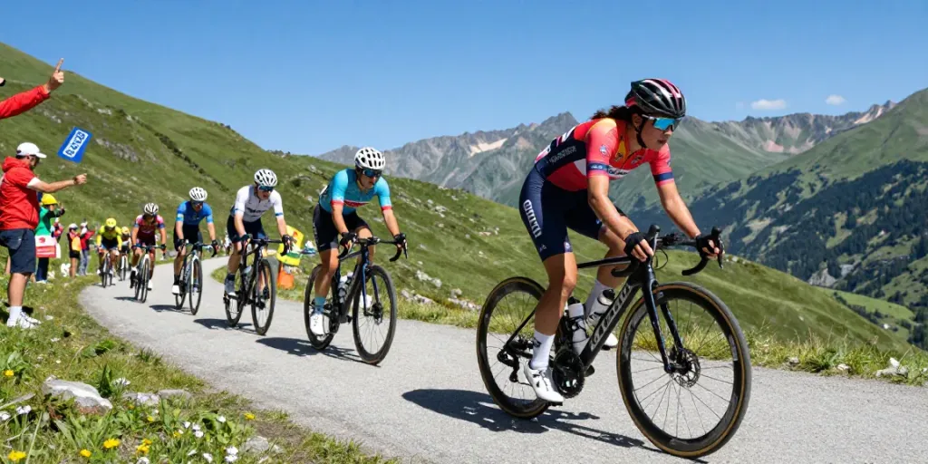 Ciclisti in gara su un percorso montano, mostrando la determinazione durante la competizione.